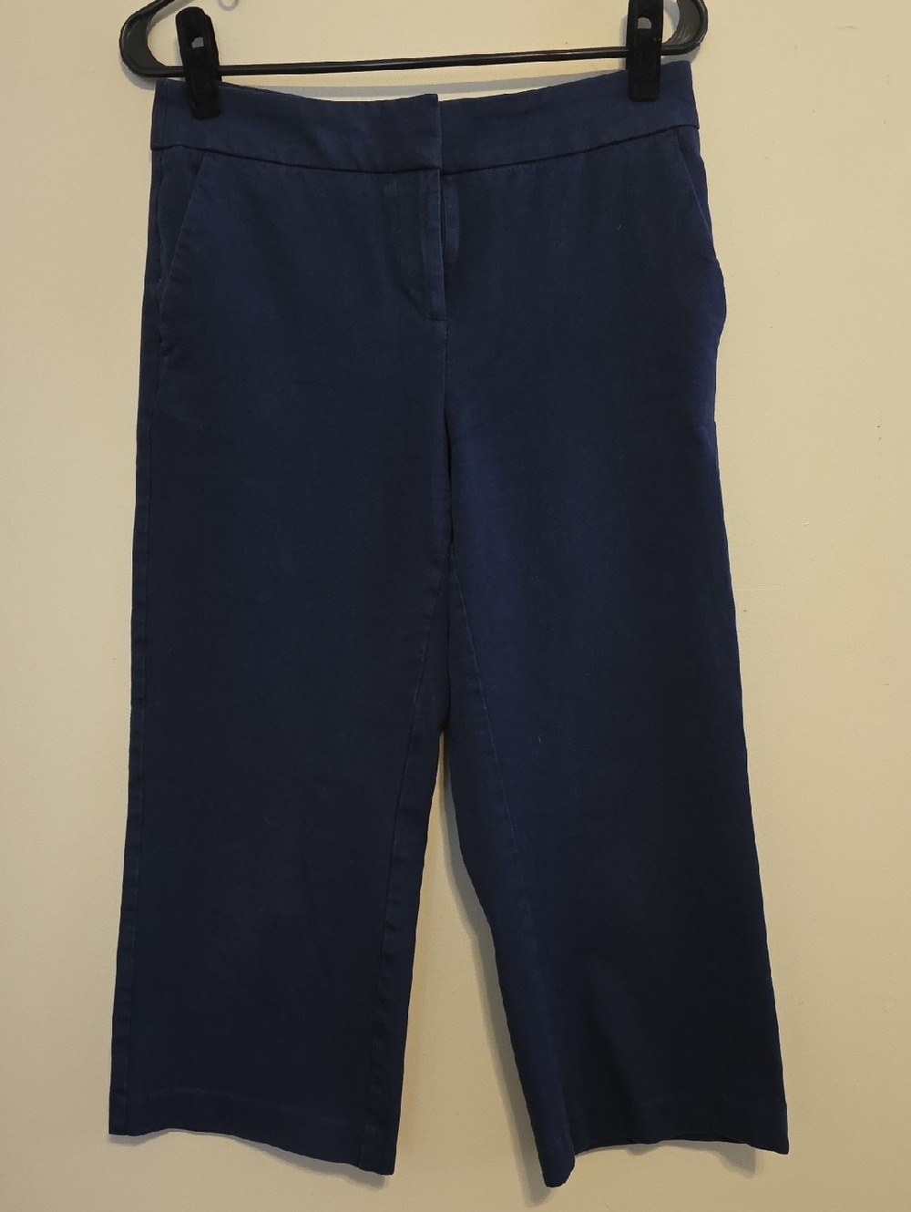 LOFT Navy Cropped Wide-Leg Trousers